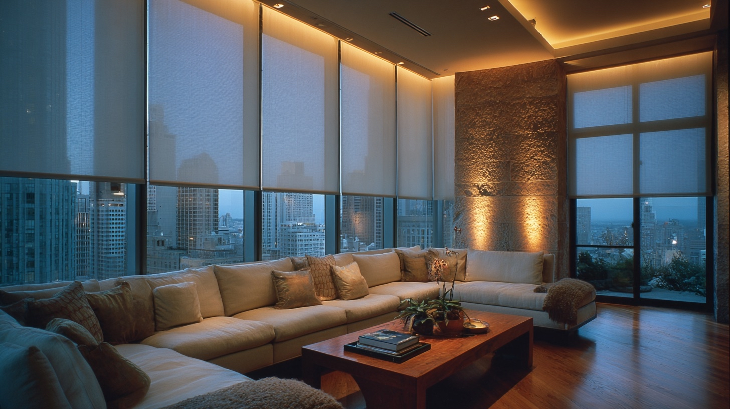 Residential lighting and shading at dusk